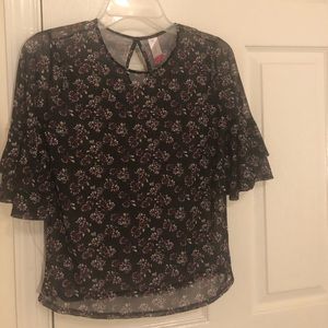 Black shirt with a floral print